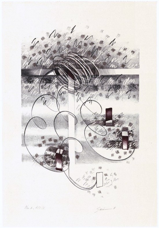 Plate 2, Hand Painted Lithograph, by artist Sori. Image copyright 2013 by Susana Sori