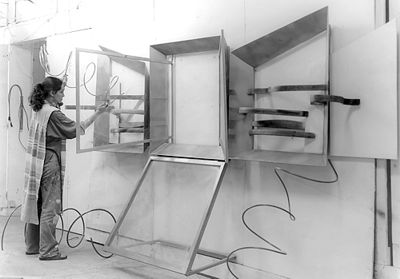 Free Split Infinity by Sori, shown being assembled in artist’s studio. Image copyright 2013 by Susana Sori