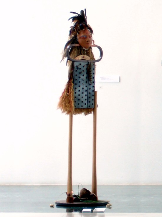 The Salka Woman, free standing sculpture by Susana Sor. Last exhibited at The Tomas Center Gallery in Gainesville in 2013. Originally part of a sculptural installation of 27 figures entitled, A Gathering. Image copyright 2022 by Susana Sori