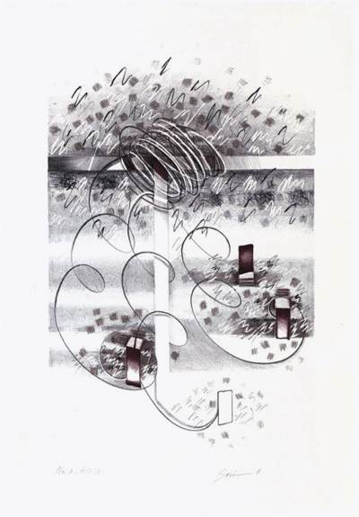 Plate 2, Hand Painted Lithograph, by artist Sori. Image copyright 2013 by Susana Sori